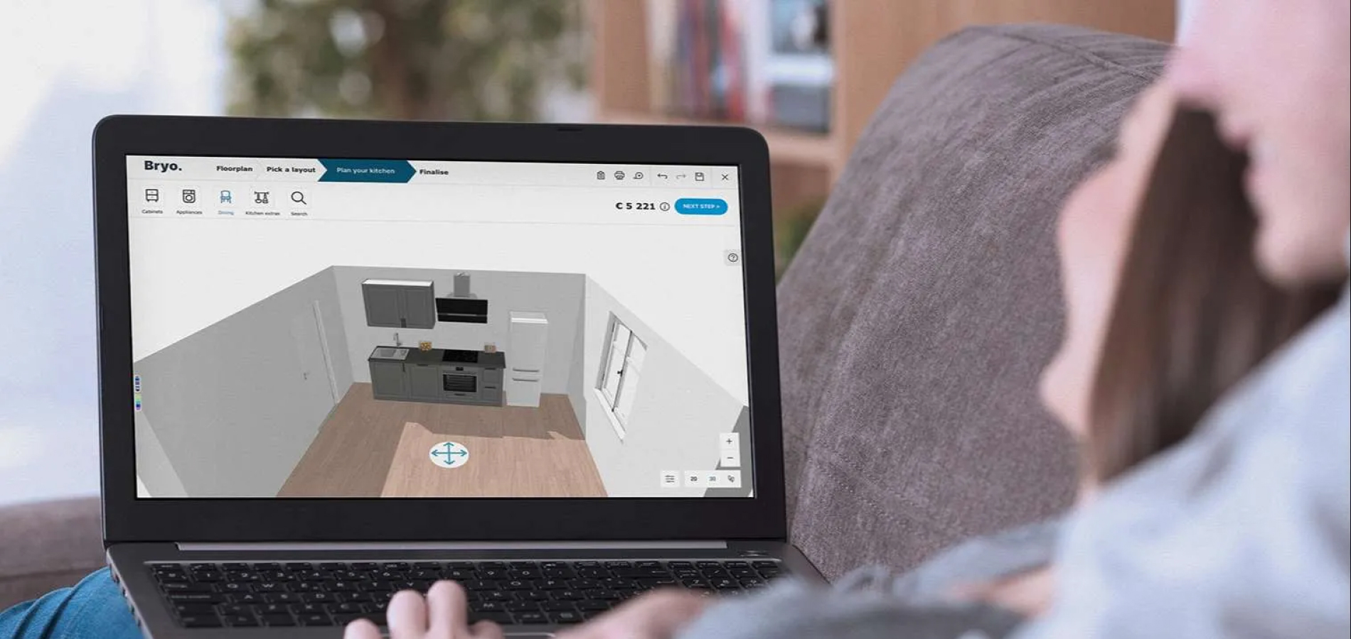 kitchen design on laptop > HomeByMe Enterprise > Dassault Systemes