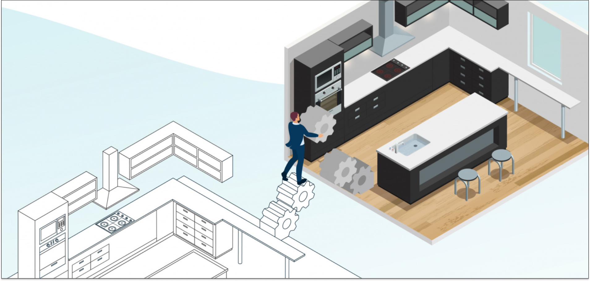 draw kitchen convert to 3d kitchen