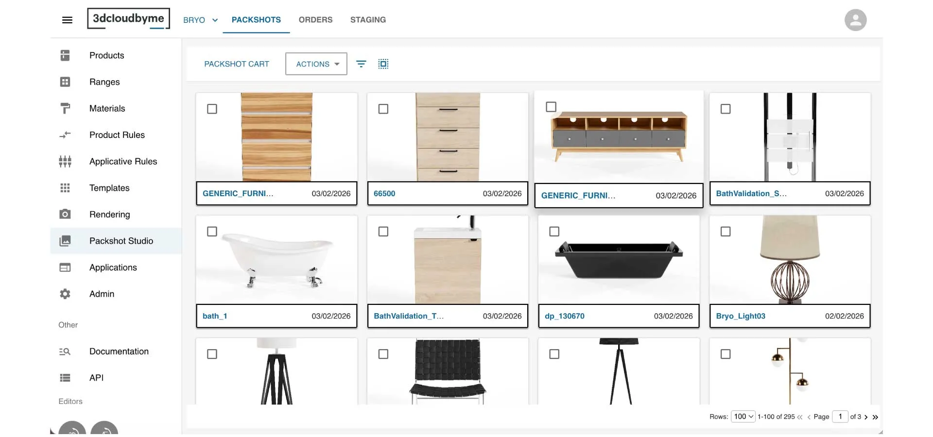 Interface Packshot Studio > HomeByMe Enterprise > Dassault Systèmes